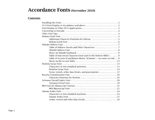 Page  Accordance Fonts November  Contents Installing t