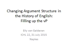 Changing Argument Structure in the History of English: