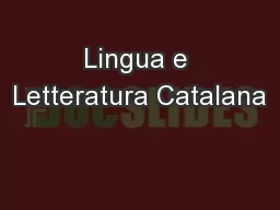 Lingua e Letteratura Catalana
