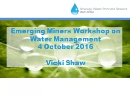 Emerging Miners Workshop on Water Management