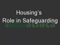 Housing’s Role in Safeguarding
