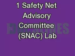 1 Safety Net Advisory Committee (SNAC) Lab