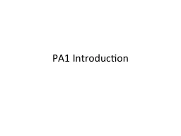 PA1 Introduction