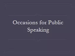 Occasions for Public Speaking