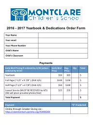 2016 - 2017 Yearbook & Dedications Order Form