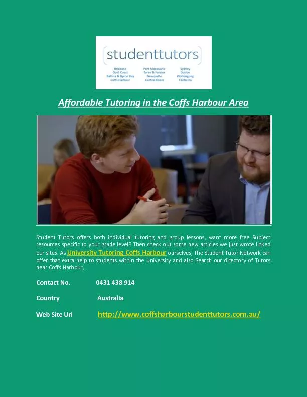 Affordable Tutoring in the Coffs Harbour Area