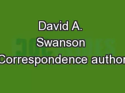 David A. Swanson (Correspondence author)