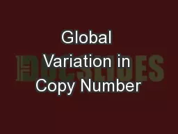 Global Variation in Copy Number