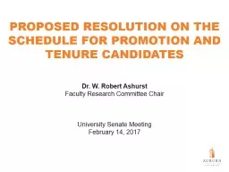 Proposed Resolution on the schedule for Promotion and Tenur