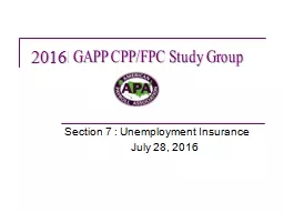 Section 7 : Unemployment Insurance
