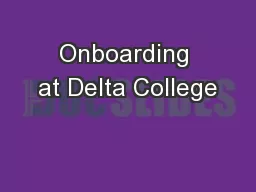 Onboarding at Delta College