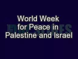 World Week for Peace in Palestine and Israel