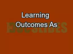 Learning Outcomes As