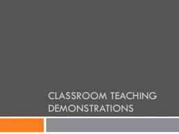 Classroom Teaching Demonstrations