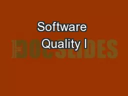 Software Quality I