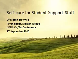 Self-care for Student Support Staff