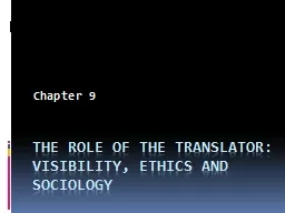 The role of the translator: visibility, ethics and sociolog