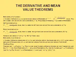 THE DERIVATIVE AND MEAN