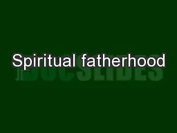 Spiritual fatherhood