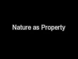 Nature as Property