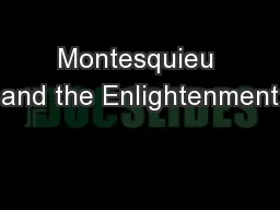 Montesquieu and the Enlightenment
