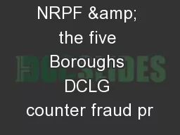 Lewisham NRPF & the five Boroughs DCLG counter fraud pr