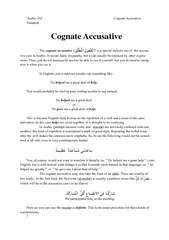 Arabic  Cognate Accusative Handout Cognate Accusative
