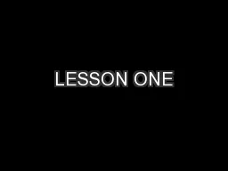LESSON ONE
