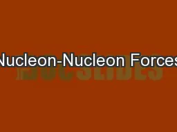 Nucleon-Nucleon Forces
