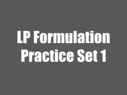 LP Formulation