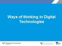 Ways of thinking in Digital Technologies