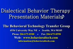 Dialectical Behavior Therapy Presentation Materials