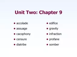 Unit Two: Chapter