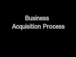Business Acquisition Process