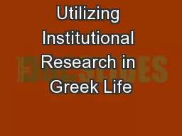 Utilizing Institutional Research in Greek Life
