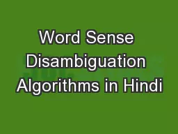 Word Sense Disambiguation Algorithms in Hindi