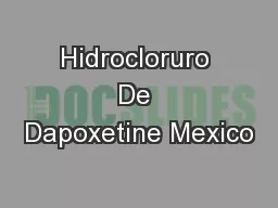 Hidrocloruro De Dapoxetine Mexico