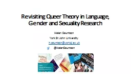 Revisiting Queer Theory in Language, Gender and Sexuality R