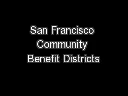 San Francisco Community Benefit Districts
