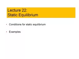 Conditions for static equilibrium