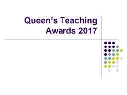 Queen’s Teaching Awards 2017