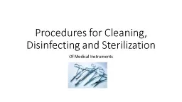 Procedures for Cleaning, Disinfecting and Sterilization