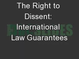 The Right to Dissent: International Law Guarantees