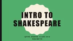 Intro To Shakespeare