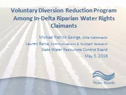 Voluntary Diversion Reduction Program Among In-Delta Ripari