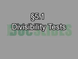 §5.1 Divisibility Tests