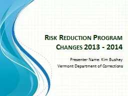 Risk Reduction Program Changes 2013 - 2014