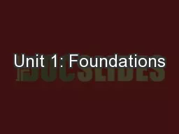 Unit 1: Foundations