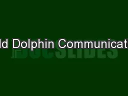 Wild Dolphin Communication