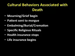 Cultural Behaviors Associated with Death